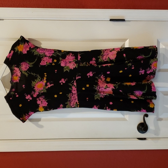 FREE PEOPLE Alora Black Floral Print Mini Dress sz 4 Women's Minidress - Picture 6 of 16
